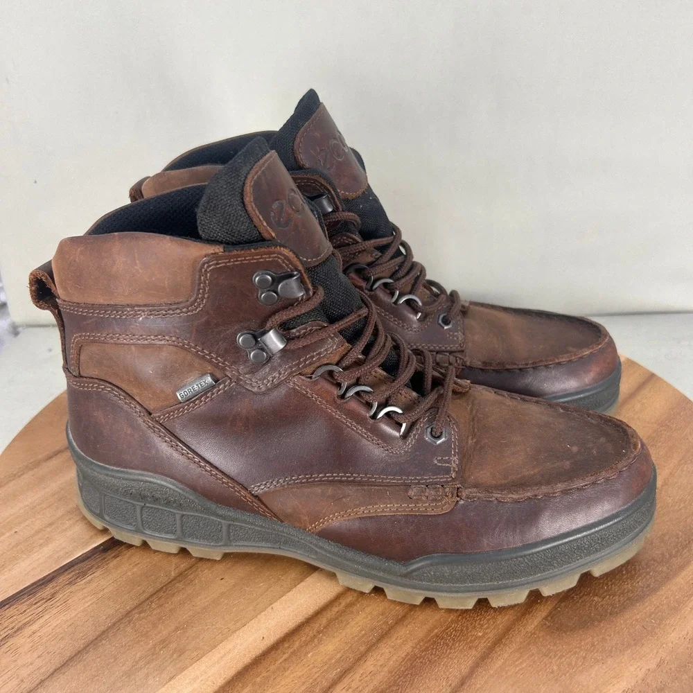 ECCO Track 25 Mens Brown Leather GTX Waterproof Hiking Boots Size 44 / 10.5